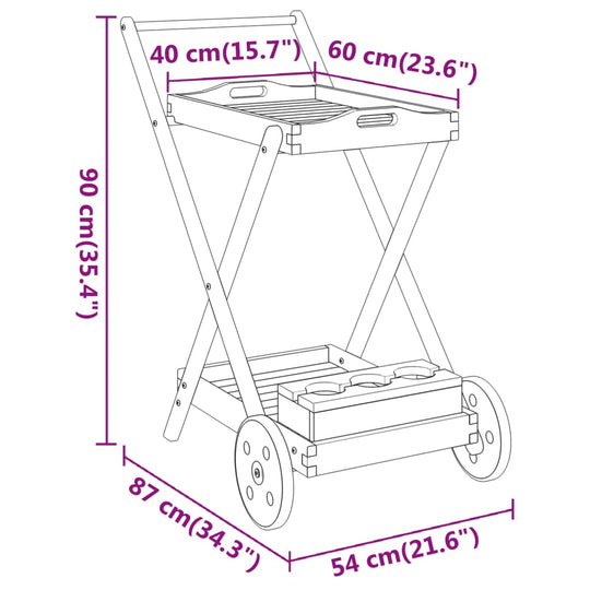 Tea Trolley 54x87x90 cm Solid Wood Acacia , Furniture -> Trolleys -> Kitchen & Dining Trolleys , Durable,eligant,Furniture -,Home & Garden -,Kitchen & Dining Trolleys,Modern Design,new-305021,Outdoor Furniture -,Trolleys -