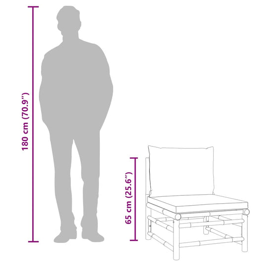 VidaXL 3 Piece Garden Lounge Set with Light Grey Cushions Bamboo