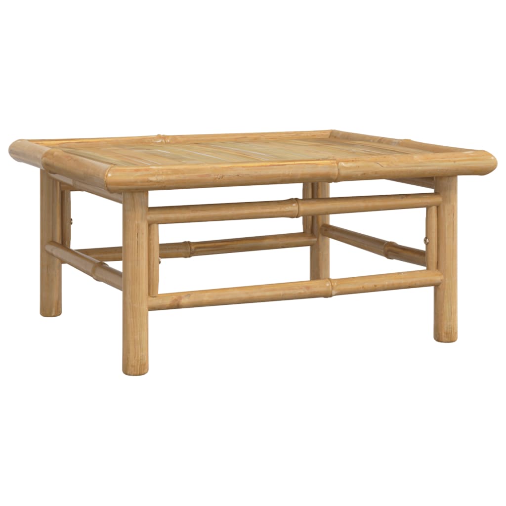 Light brown bamboo coffee table, perfect for outdoor lounge settings, showcasing durability and elegance.