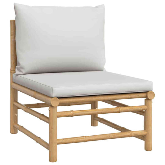 Garden Middle Sofa with Light  Cushions Bamboo