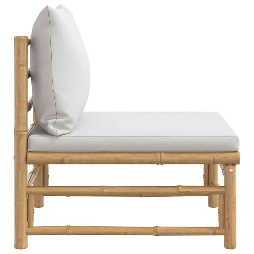 Garden Middle Sofa with Light  Cushions Bamboo