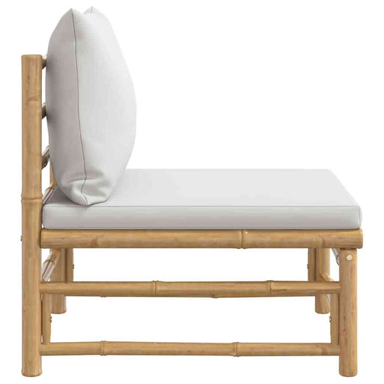 Garden Middle Sofa with Light  Cushions Bamboo
