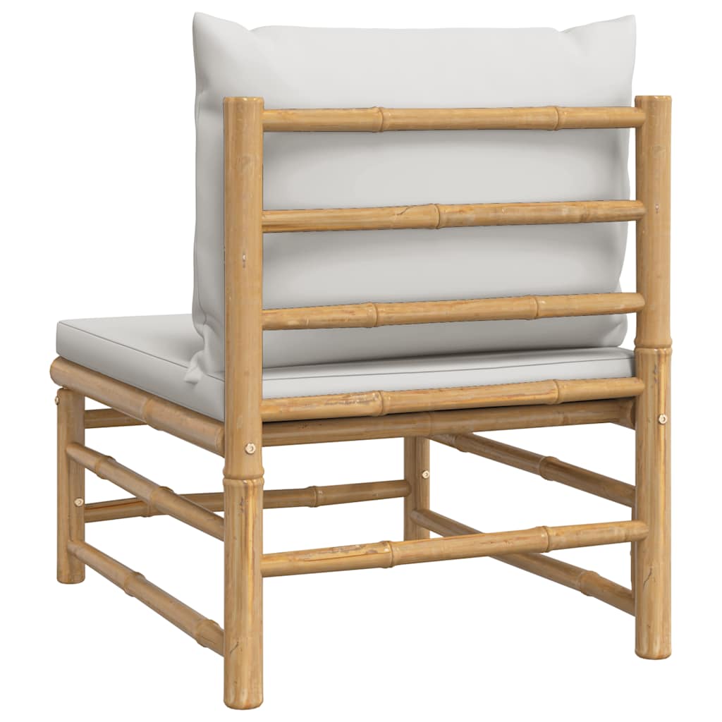 Garden Middle Sofa with Light  Cushions Bamboo