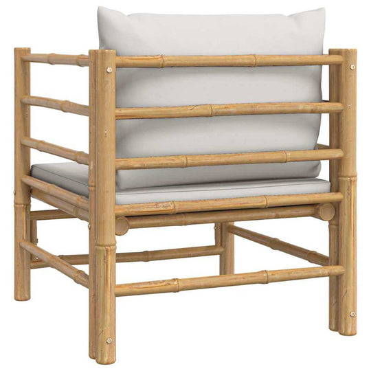 Garden Sofa with Light Cushions Bamboo featuring durable bamboo frame and plush seating, perfect for outdoor relaxation.