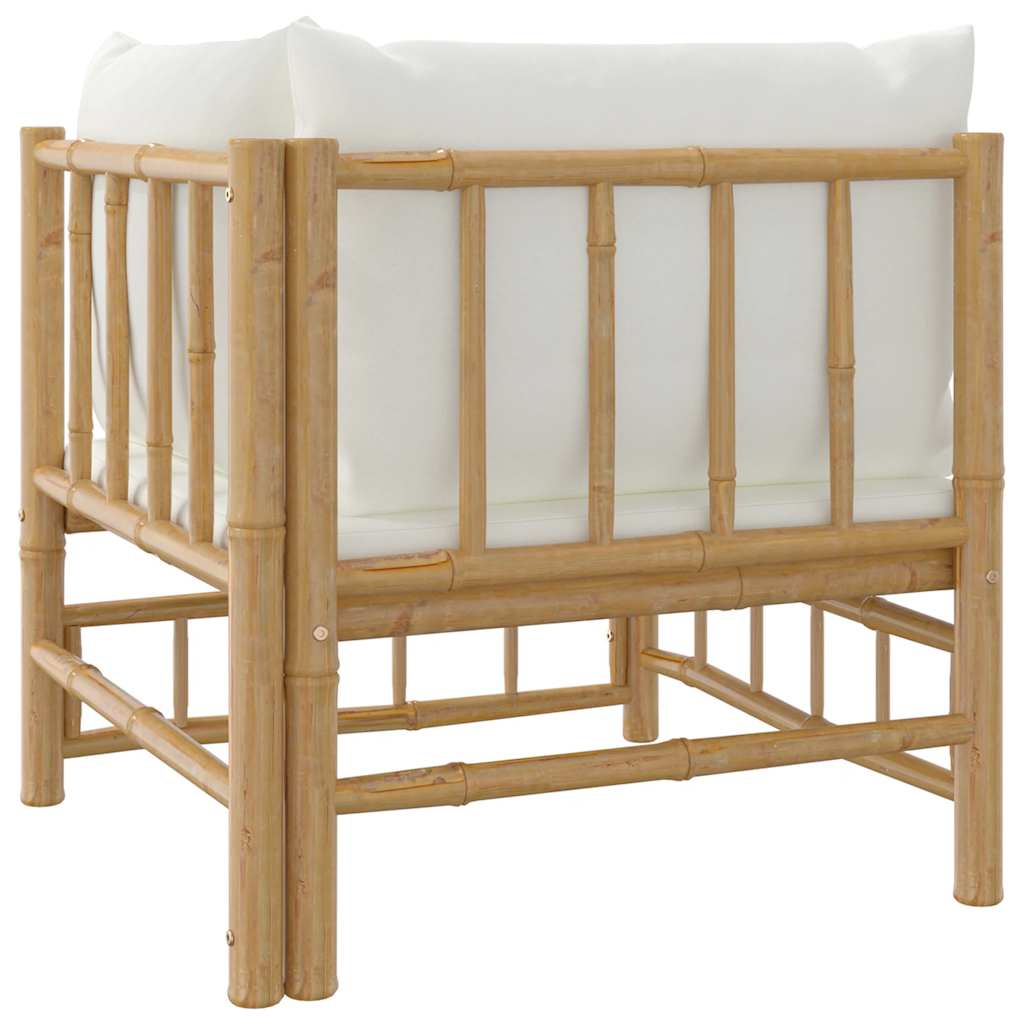 Garden Corner Sofa with Cream  Cushions Bamboo