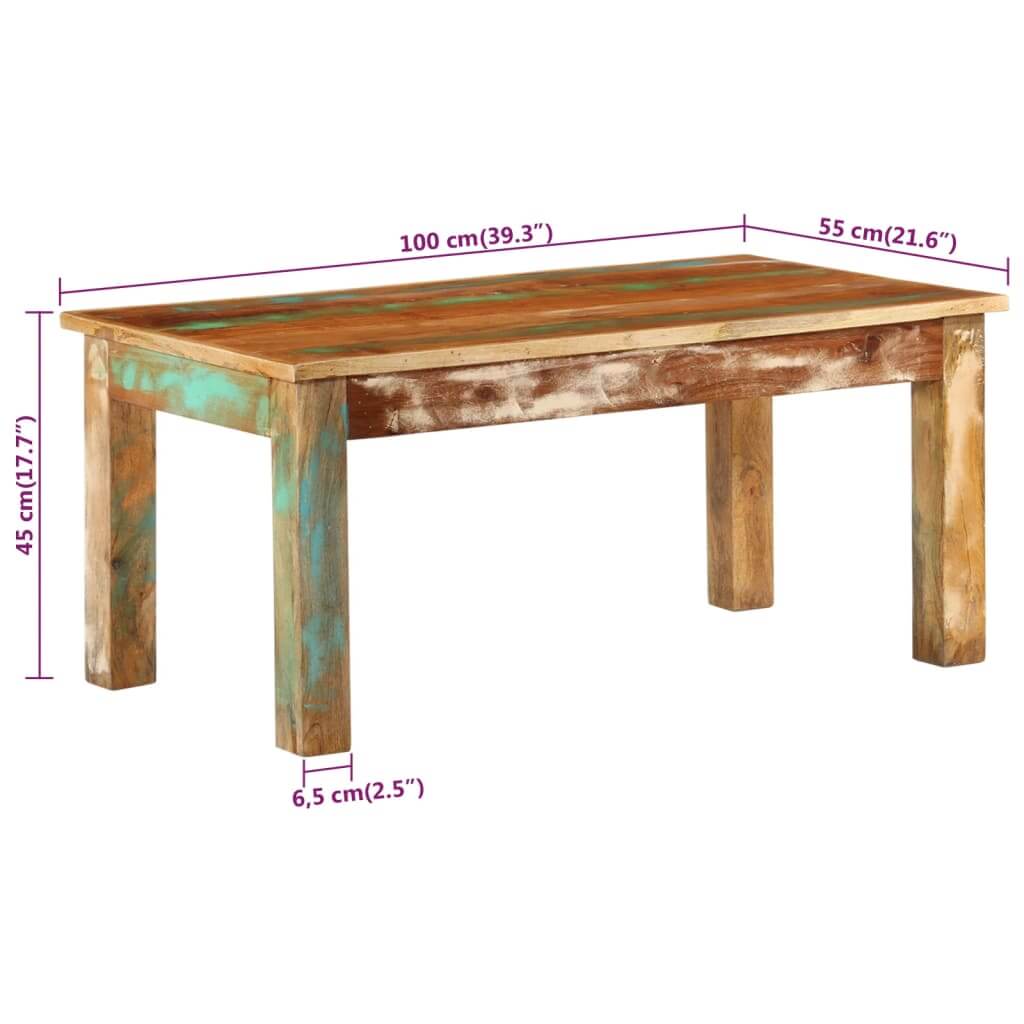 Coffee Table 100x55x45 cm Solid Wood Reclaimed