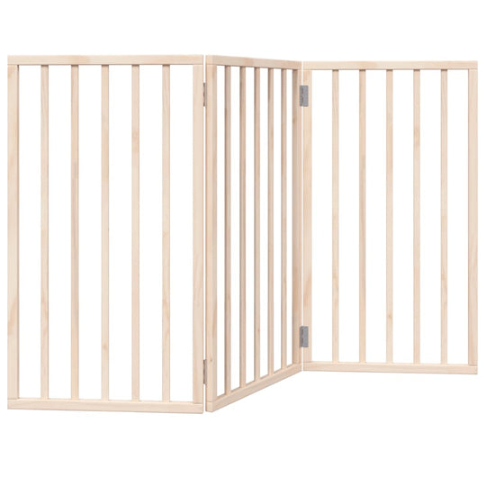 Dog Gate Foldable 3 Panels 150 cm Poplar Wood with durable easy-to-clean design, no installation required.