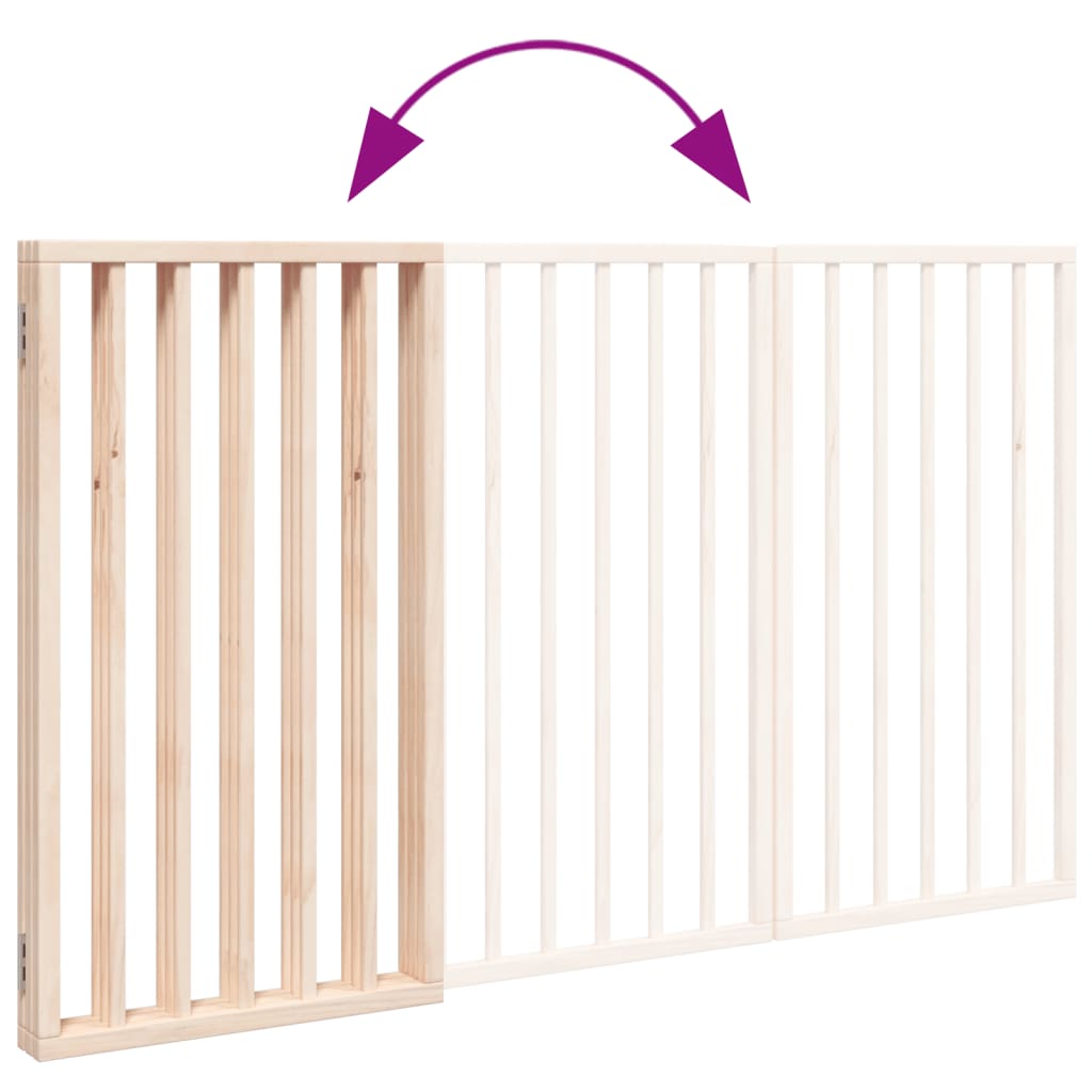 Dog Gate Foldable 3 Panels 150 cm Poplar Wood, easy to install and adjust for pet safety.