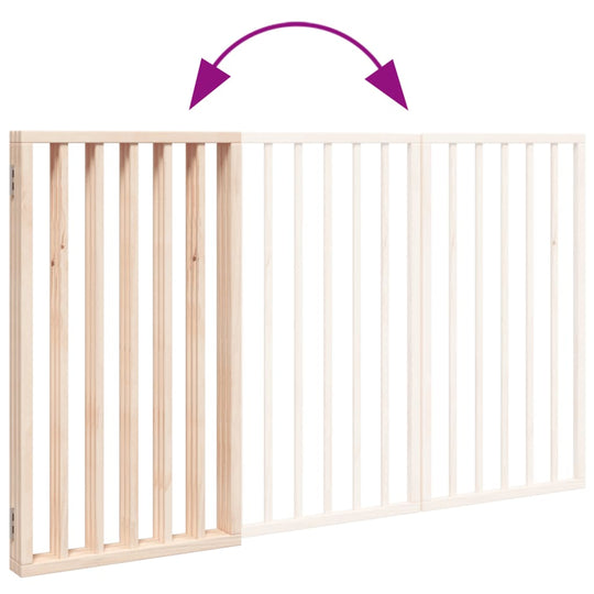 Dog Gate Foldable 3 Panels 150 cm Poplar Wood, easy to install and adjust for pet safety.