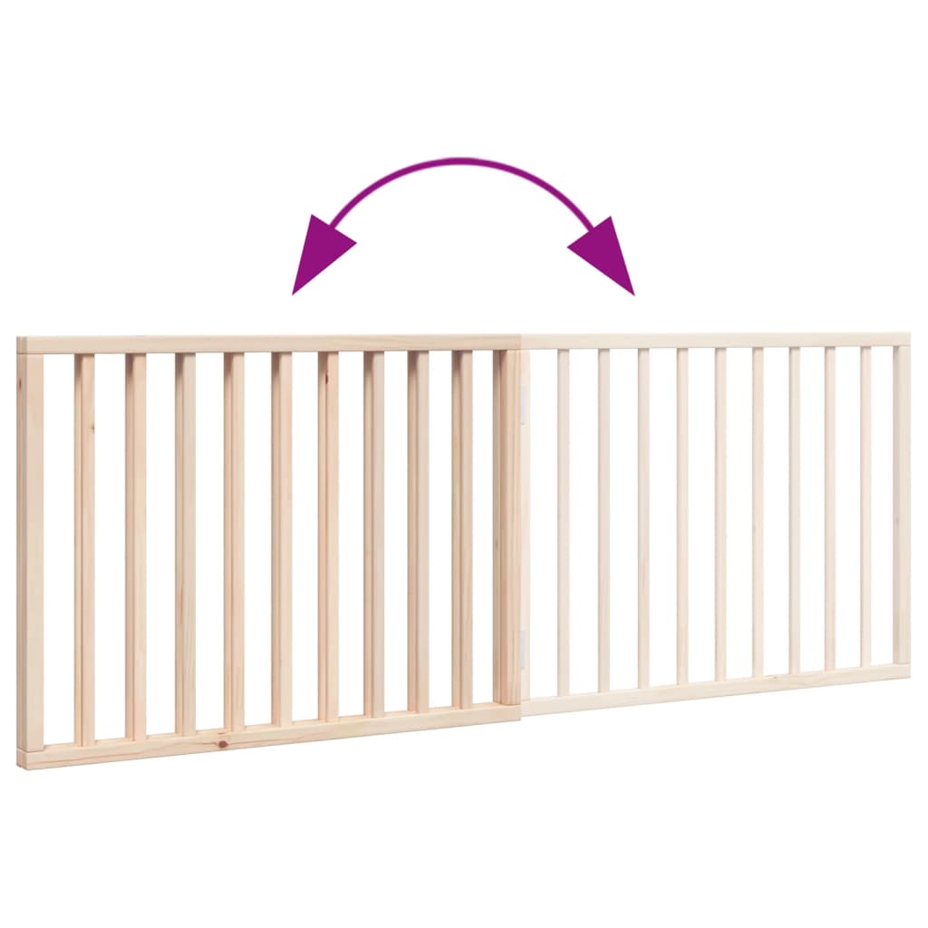 Dog Gate Foldable 2 Panels 160 cm Poplar Wood showing foldability feature with painted poplar wood design for pet safety.