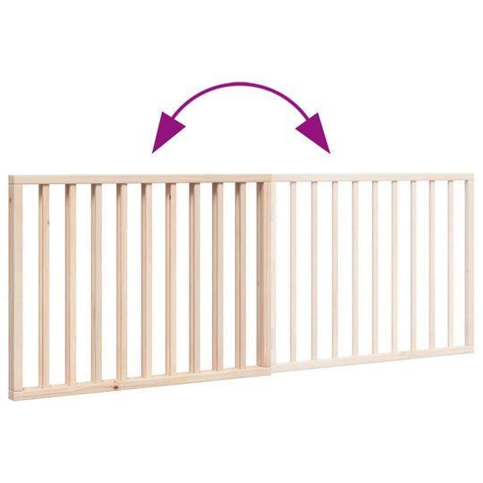 Dog Gate Foldable 2 Panels 160 cm Poplar Wood showing foldability feature with painted poplar wood design for pet safety.