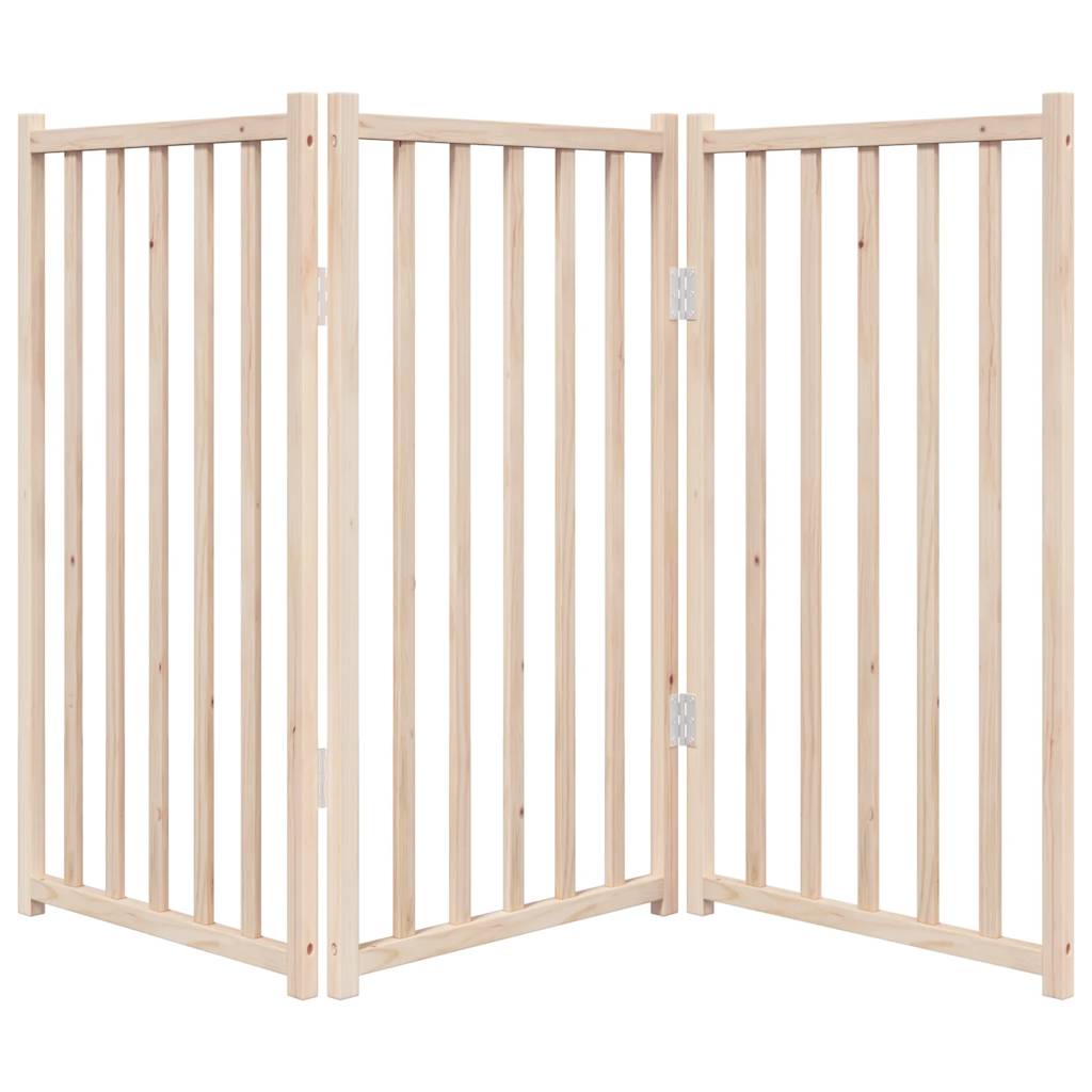 Dog Gate Foldable 3 Panels 150 cm Solid Wood Fir, durable pet safety barrier, no installation required.