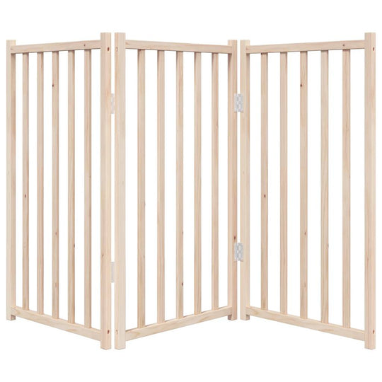 Dog Gate Foldable 3 Panels 150 cm Solid Wood Fir, durable pet safety barrier, no installation required.
