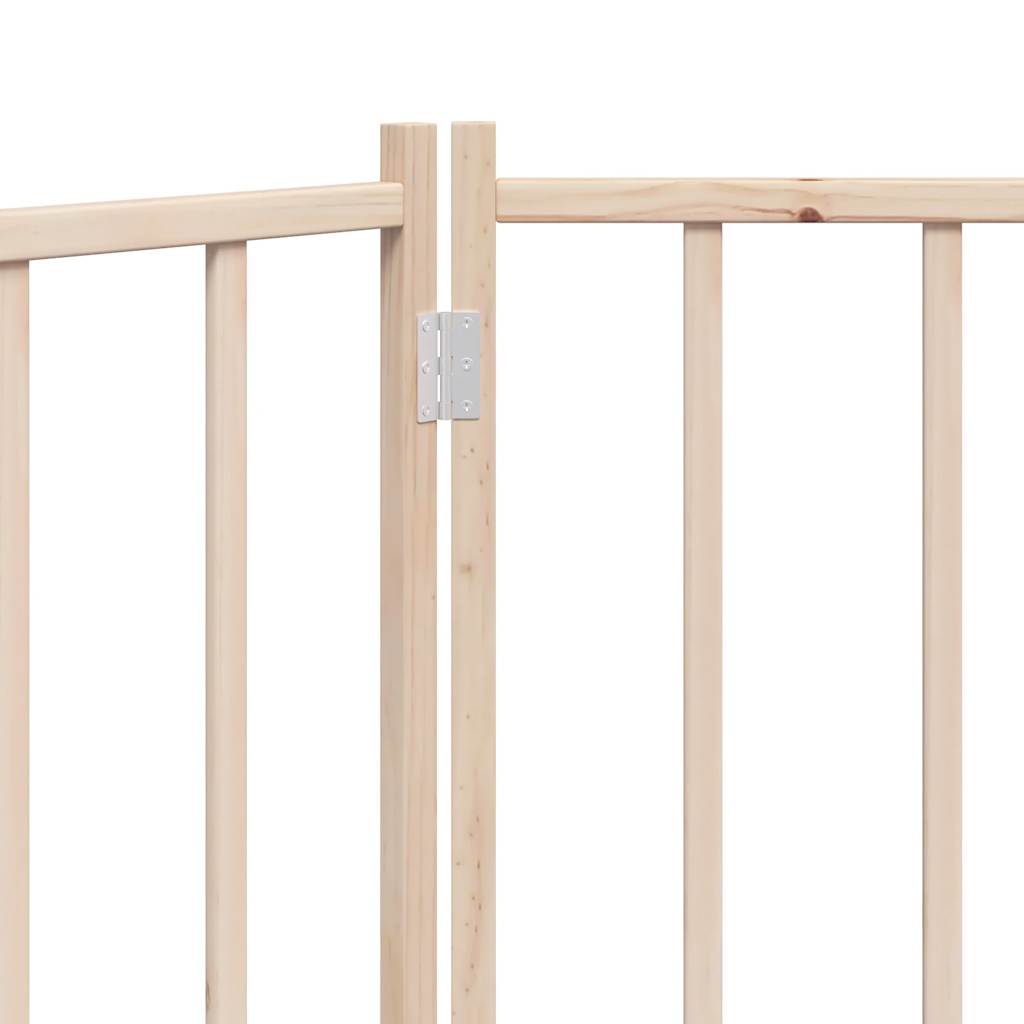 Dog Gate Foldable 2 Panels 160 cm Solid Wood Fir showing hinge detail on natural wood finish.
