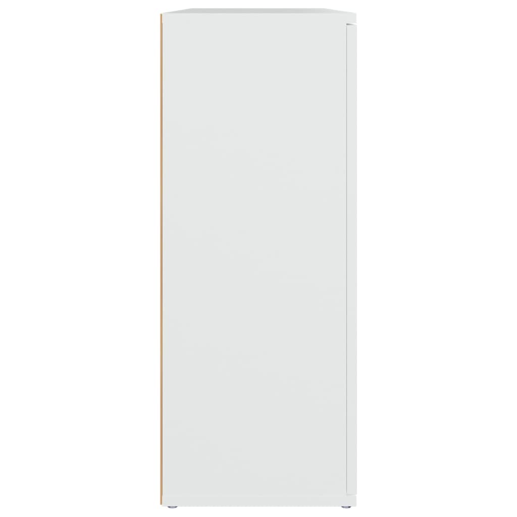 White refrigerator with a sleek design and wooden accents, offering modern style and efficient storage solutions.