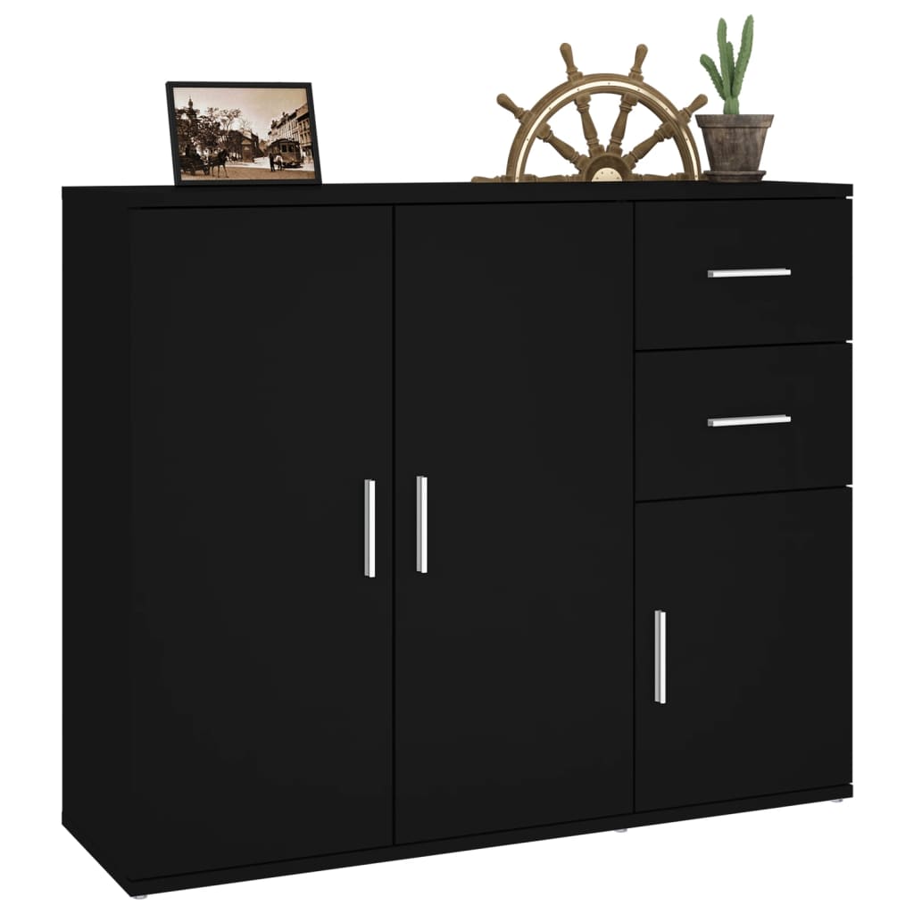 Sideboard 91×29.5×75 cm – Engineered Wood Storage Cabinet with ample storage space, displayed with decorative items on top.