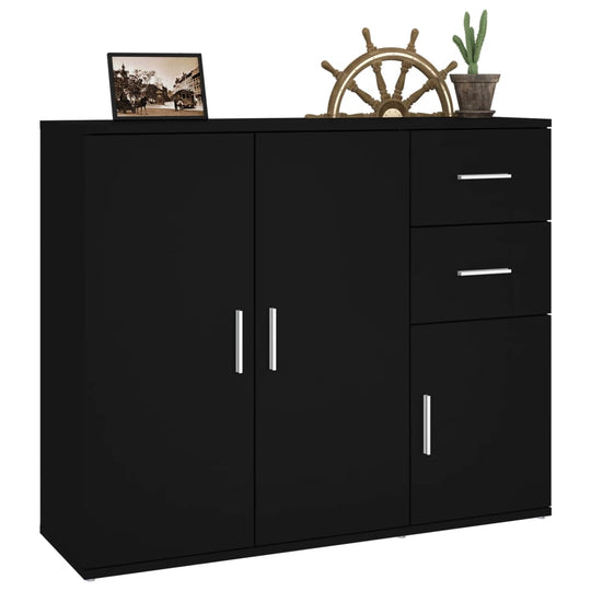 Sideboard 91×29.5×75 cm – Engineered Wood Storage Cabinet with ample storage space, displayed with decorative items on top.