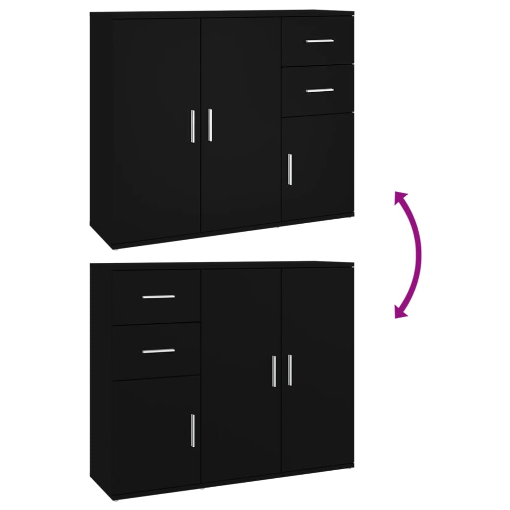 Sideboard 91×29.5×75 cm – Engineered Wood Storage Cabinet with drawers and doors, showcasing versatile configurations.