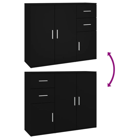 Sideboard 91×29.5×75 cm – Engineered Wood Storage Cabinet with drawers and doors, showcasing versatile configurations.