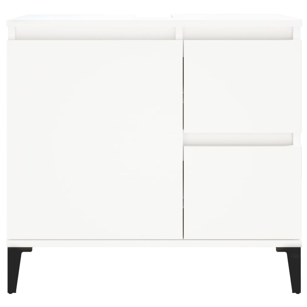 White bathroom cabinet 65x33x60 cm with 2 drawers and 1 compartment for organized storage, crafted from engineered wood.