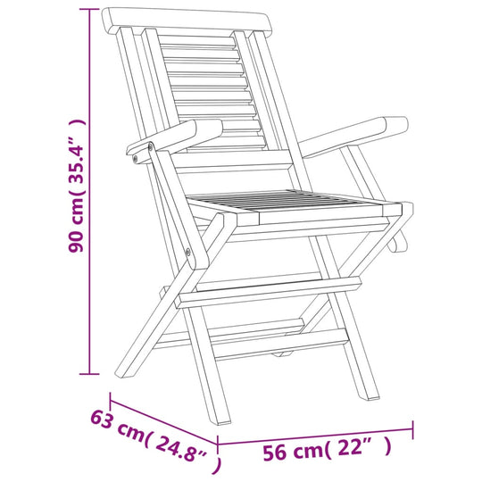 Folding Garden Chairs 2 pcs 56x63x90 cm Solid Wood Teak , Furniture -> Outdoor Furniture -> Outdoor Seating -> Outdoor Chairs , Furniture -,new-305021,Outdoor Chairs,Outdoor Furniture -,Outdoor Seating -