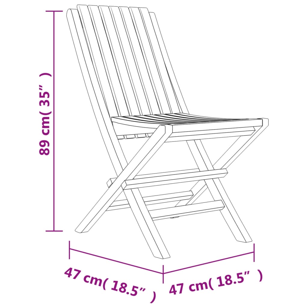 Folding Garden Chairs 2 pcs 47x47x89 cm Solid Wood Teak Furniture -> Outdoor Furniture -> Outdoor Seating -> Outdoor Chairs