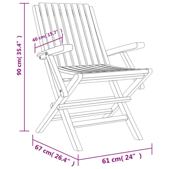 Folding Garden Chairs 2 pcs 61x67x90 cm Solid Wood Teak