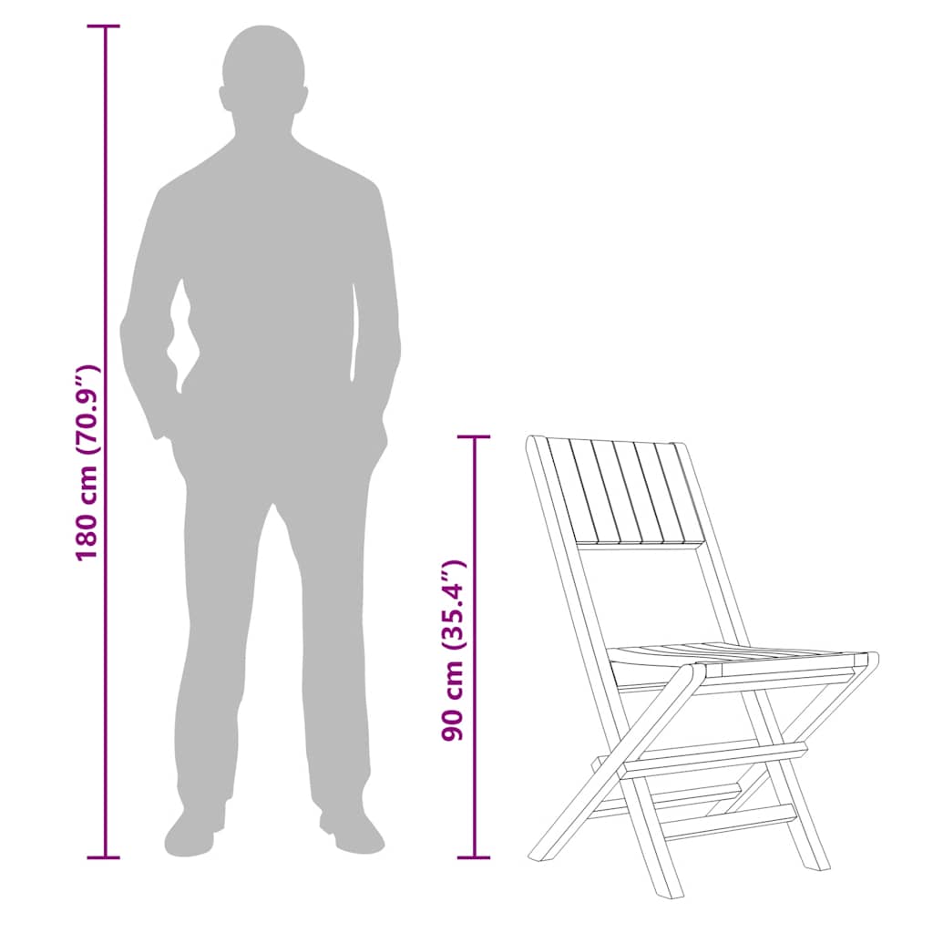 كرسيان قابلان للطي للحديقة، قطعتان، 47×61×90 سم، خشب الساج الصلب