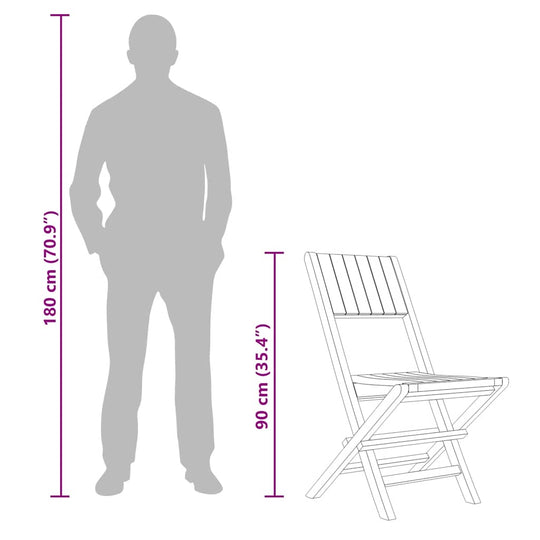 كرسيان قابلان للطي للحديقة، قطعتان، 47×61×90 سم، خشب الساج الصلب