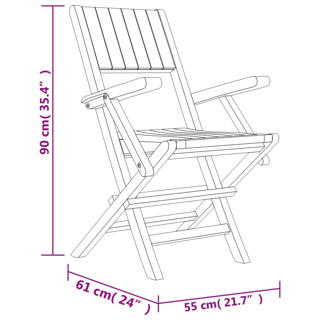 Folding Garden Chairs 2 pcs 55x61x90 cm Solid Wood Teak Furniture -> Outdoor Furniture -> Outdoor Seating -> Outdoor Chairs