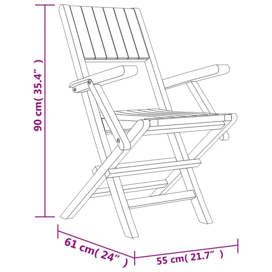 Folding Garden Chairs 2 pcs 55x61x90 cm Solid Wood Teak Furniture -> Outdoor Furniture -> Outdoor Seating -> Outdoor Chairs