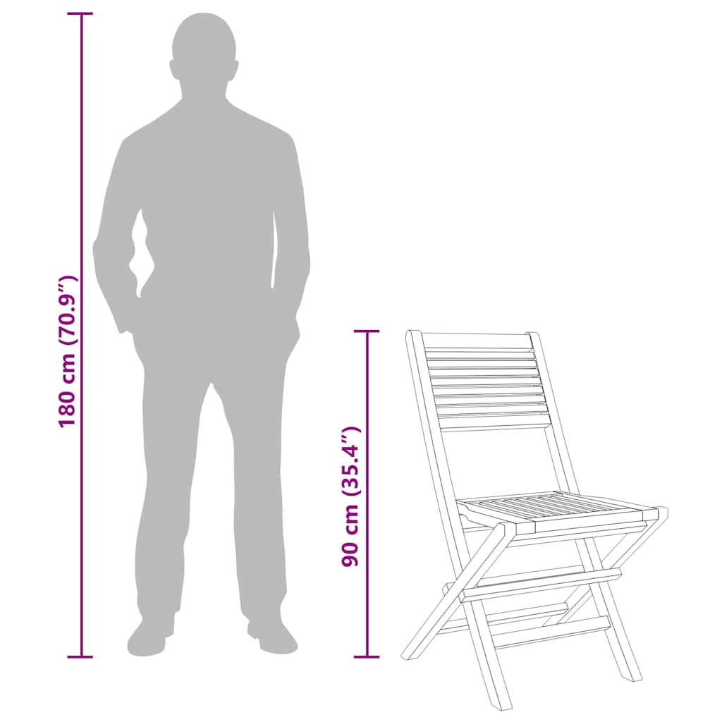 كرسيان قابلان للطي للحديقة، قطعتان، 47×62×90 سم، خشب الساج الصلب