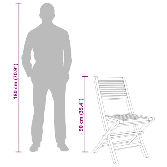 كرسيان قابلان للطي للحديقة، قطعتان، 47×62×90 سم، خشب الساج الصلب
