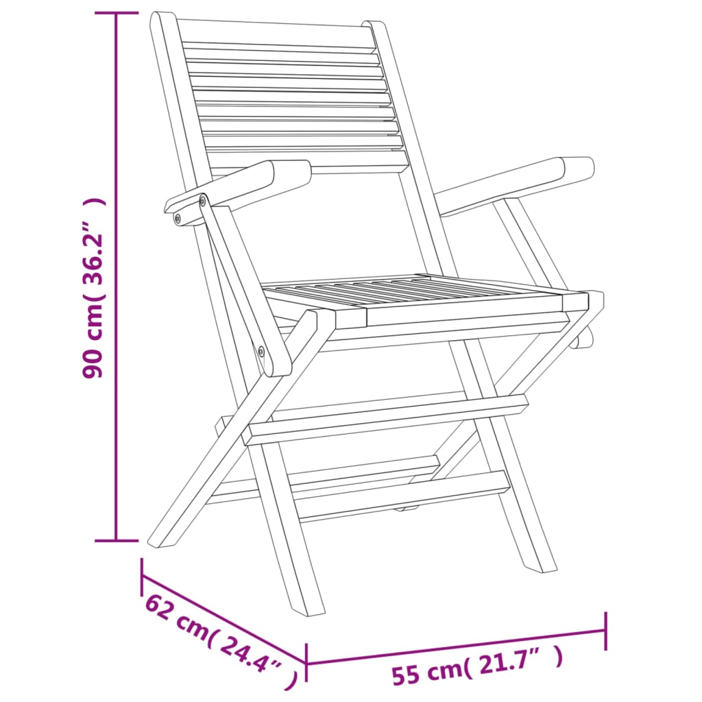 Folding Garden Chairs 2 pcs 55x61x90 cm Solid Wood Teak Furniture -> Outdoor Furniture -> Outdoor Seating -> Outdoor Chairs