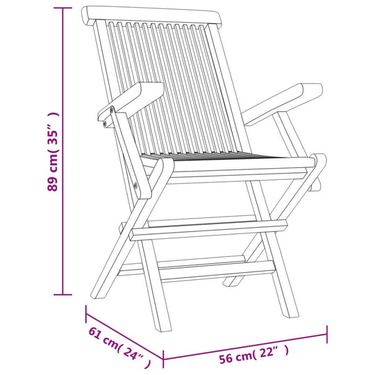 Folding Garden Chairs 2 pcs Grey 56x61x89 cm Solid Wood Teak