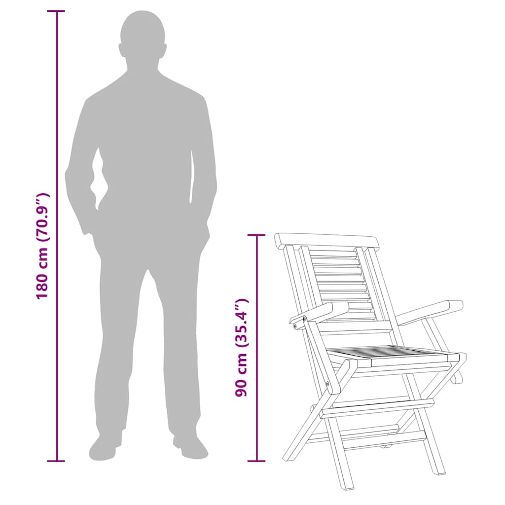 4 كراسي حديقة قابلة للطي، 56×63×90 سم، خشب الساج الصلب