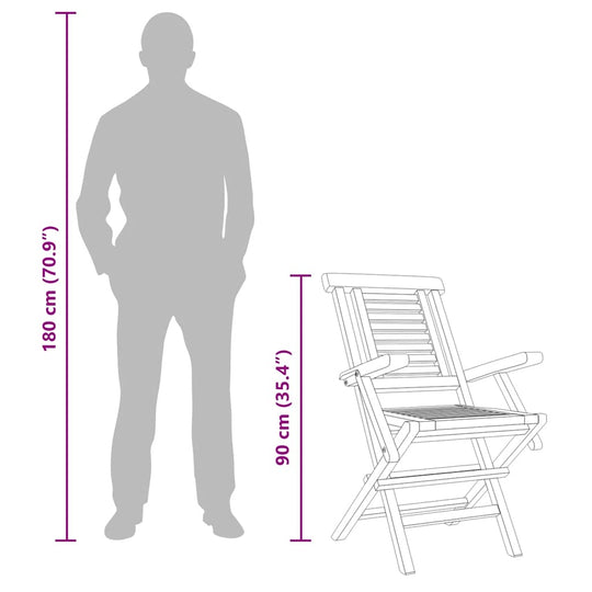 6 كراسي حديقة قابلة للطي، 56×63×90 سم، خشب الساج الصلب