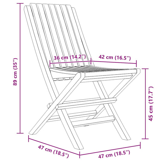 4 كراسي حديقة قابلة للطي، 4 قطع، 47×47×89 سم، خشب الساج الصلب