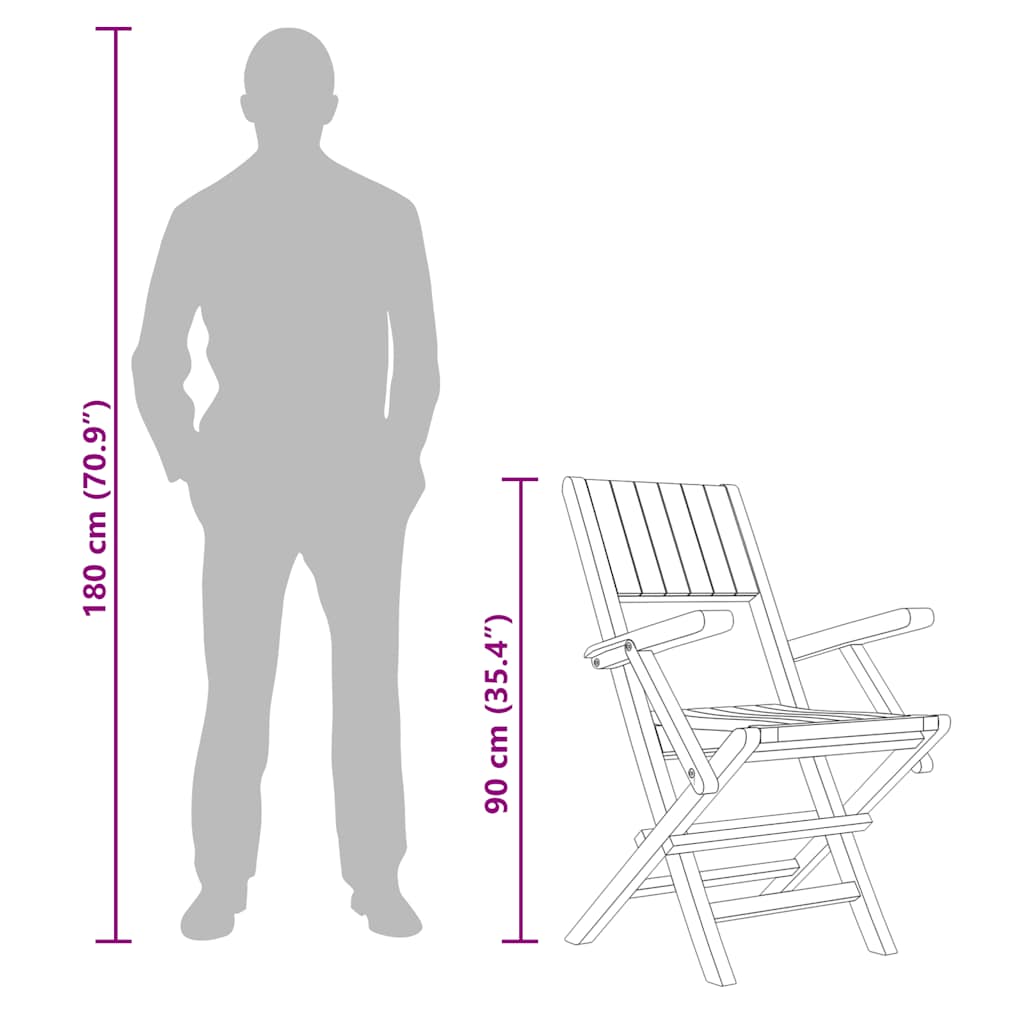 4 كراسي حديقة قابلة للطي، 55×61×90 سم، خشب الساج الصلب