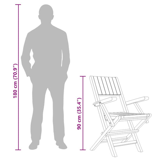 4 كراسي حديقة قابلة للطي، 55×61×90 سم، خشب الساج الصلب