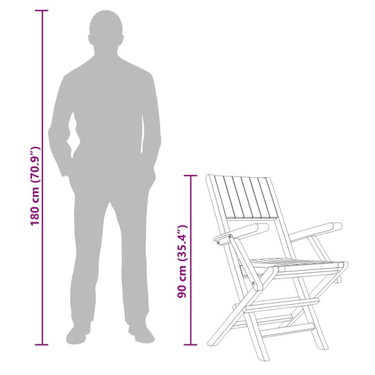 8 كراسي حديقة قابلة للطي، 55×61×90 سم، خشب الساج الصلب