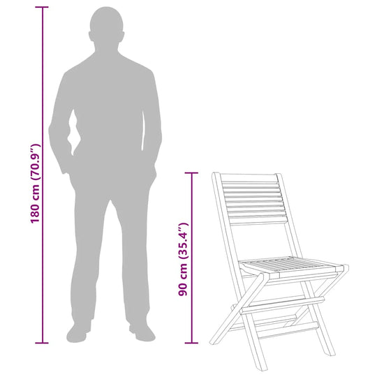 6 كراسي حديقة قابلة للطي، 47×62×90 سم، خشب الساج الصلب