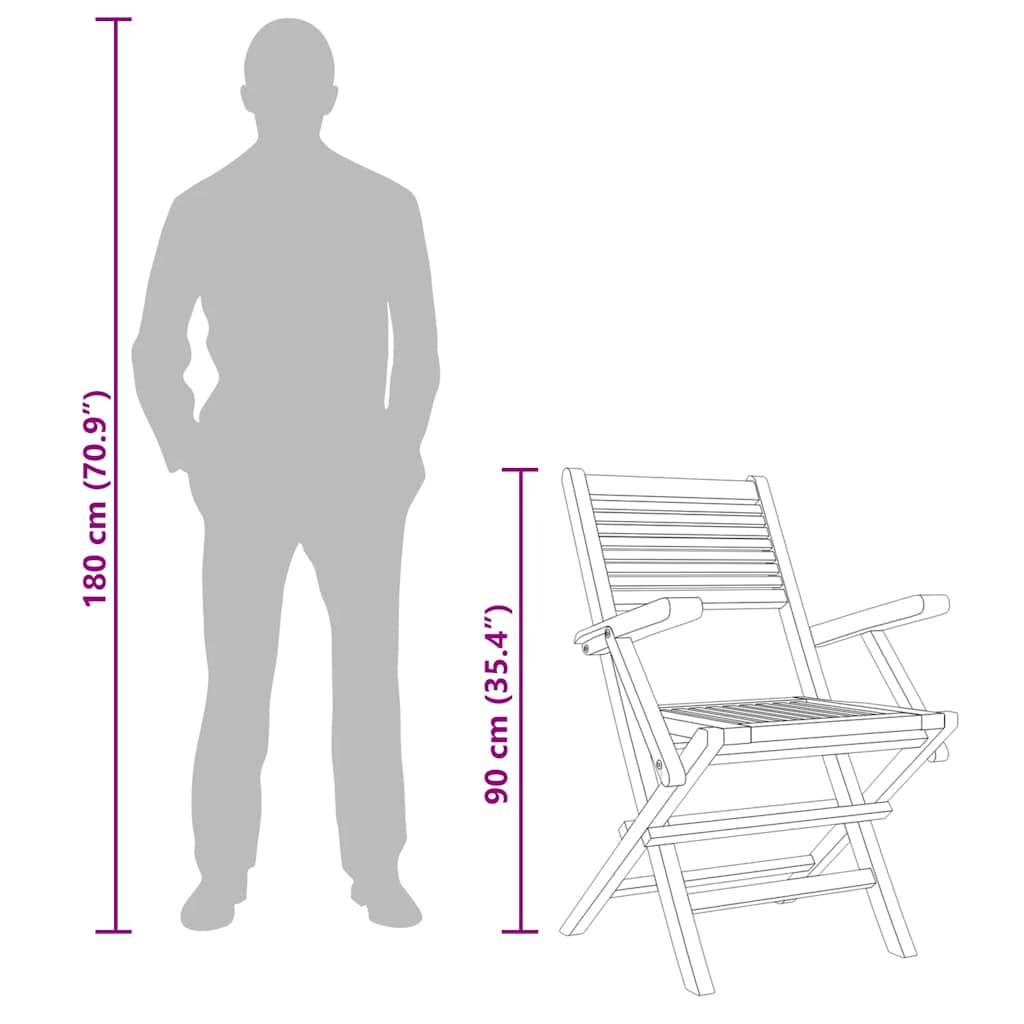 6 كراسي حديقة قابلة للطي، 55×62×90 سم، خشب الساج الصلب