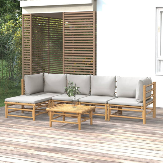 6 Piece Garden Lounge Set with Cream White Cushions Bamboo , Furniture -> Outdoor Furniture -> Outdoor Furniture Sets , Chairs -,Durable,Furniture -,Home & Garden -,Modern Design,new-305021,Outdoor Furniture -,Outdoor Furniture Sets,Outdoor Seating -,Tabl