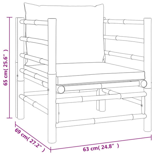 طقم صالة حديقة مكون من 8 قطع مع وسائد رمادية فاتحة من الخيزران