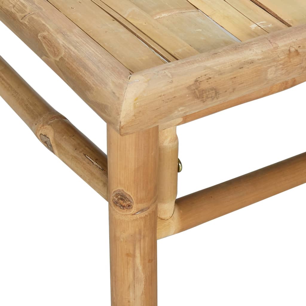 Close-up of the durable bamboo frame of the lounge set, highlighting its natural wood finish and sturdy construction.