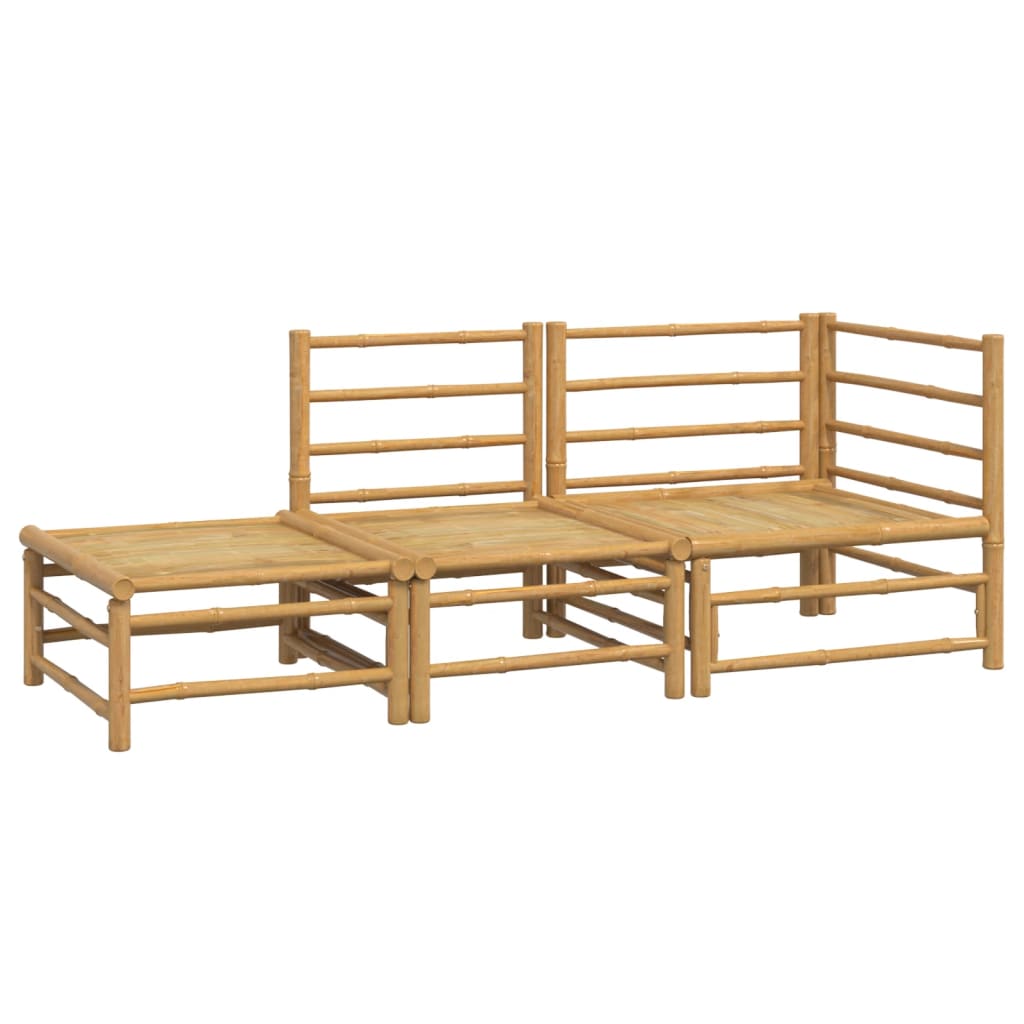 Garden Lounge 3 Piece Set with Light Grey Cushions Bamboo