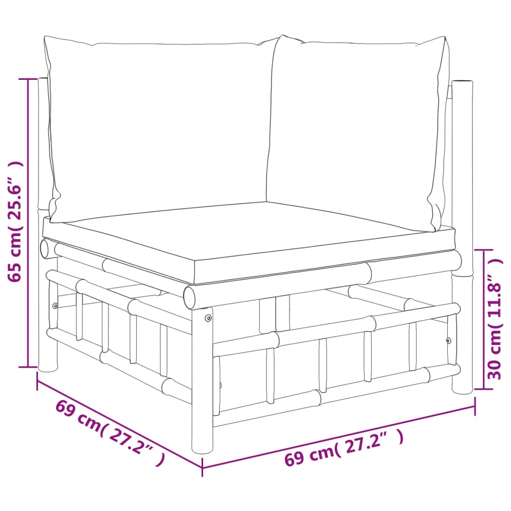 6 Piece Garden Lounge Set with Cream White Cushions Bamboo , Furniture -> Outdoor Furniture -> Outdoor Furniture Sets , Chairs -,Durable,Furniture -,Home & Garden -,Modern Design,new-305021,Outdoor Furniture -,Outdoor Furniture Sets,Outdoor Seating -,Tabl