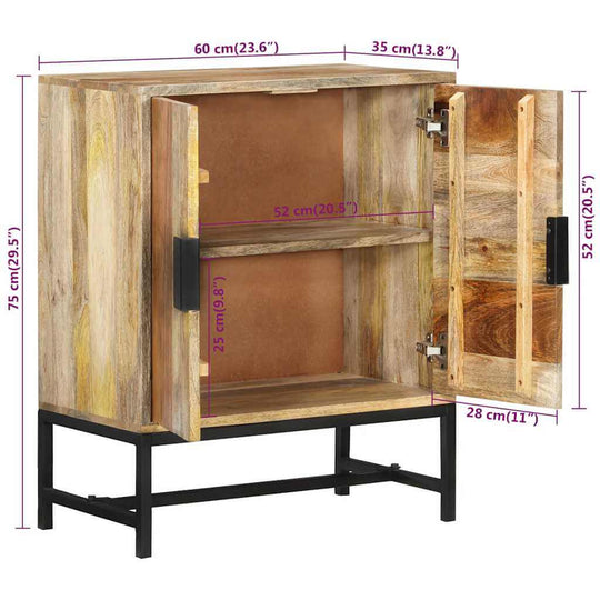 خزانة جانبية 60×35×75 سم من خشب المانجو الصلب