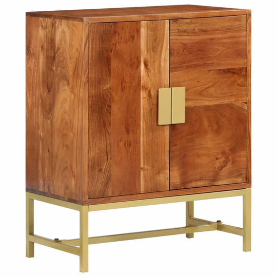 Vintage-style sideboard in solid acacia wood with gold legs and two doors for practical storage and display options.